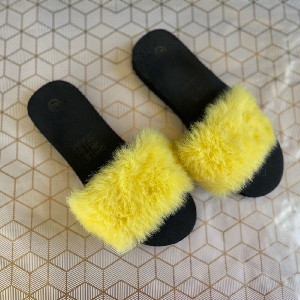 Yellow furry slides